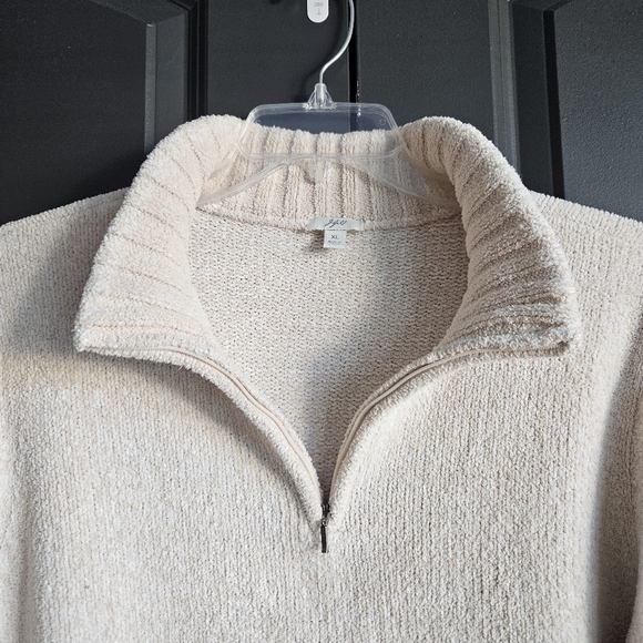 J. JILL Women's Mock Neck 1/4 Zip Pullover Sweater Light Tan Cream Sz XL - Picture 5 of 9